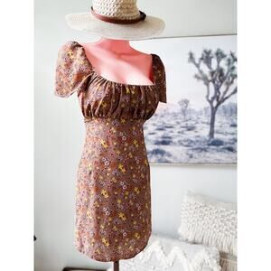 New blooming floral floaty open back milkmaid cottagecore mini dress